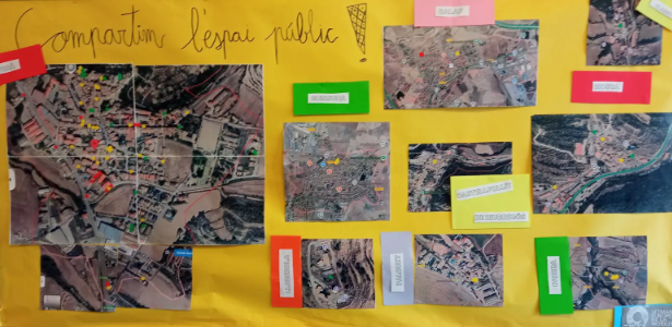 Mural d'anàlisi de la mobilitat a Torà fet pels alumnes de l'escola Sant Gil. 