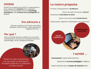 Cara B del díptic del programa L'Esspurna, cooperatives d'alumnes.