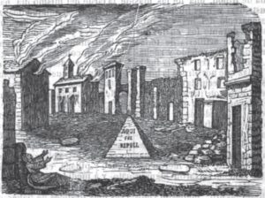 Gravat al·lusiu a la destrucció de Ripoll pels carlins el maig de 1839. Publicat a Panorama español IV, pàgina 201.